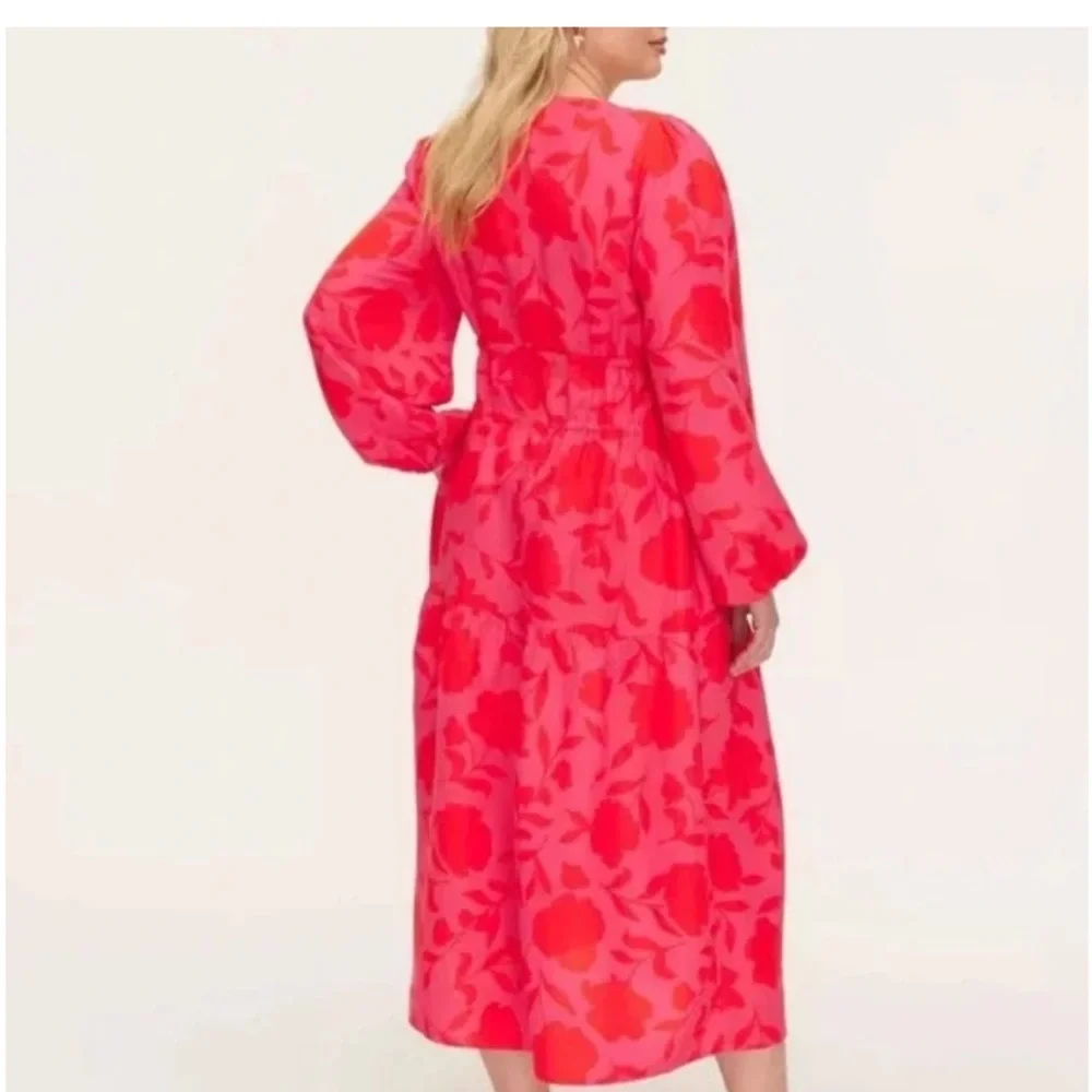 kate spade new york x Target Rose Linen Long Sleeve Maxi Dress, Pink/Red, Med - Picture 2 of 6